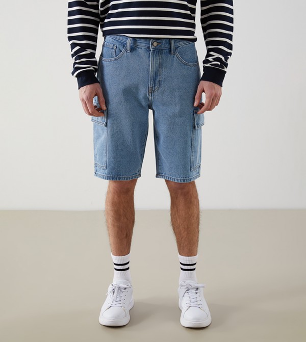 Washed Denim Shorts