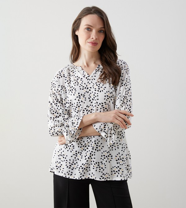 Printed V-Neck Top