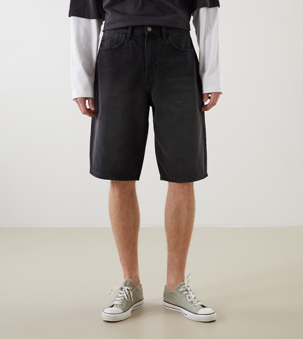 Washed Denim Shorts