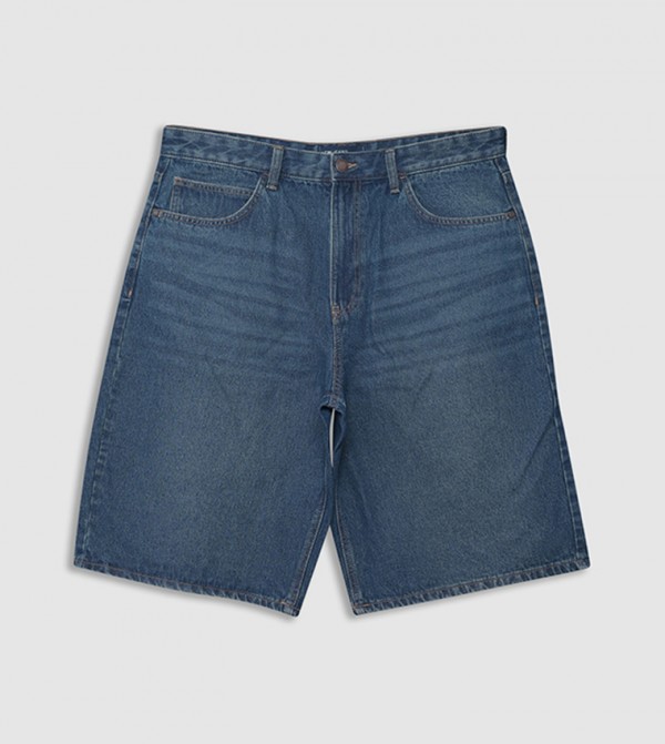 Washed Denim Shorts