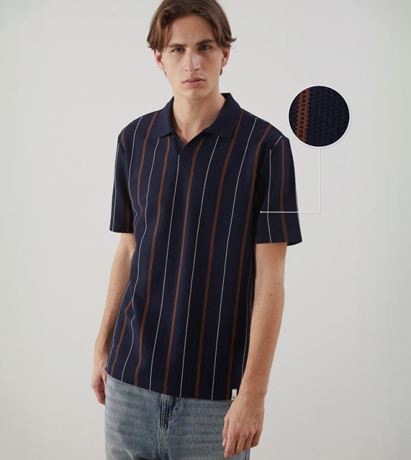 Striped Short Sleeves Polo T-Shirt
