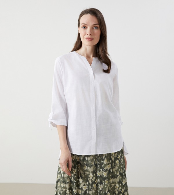 Textured 3/4 Sleeves Shirt