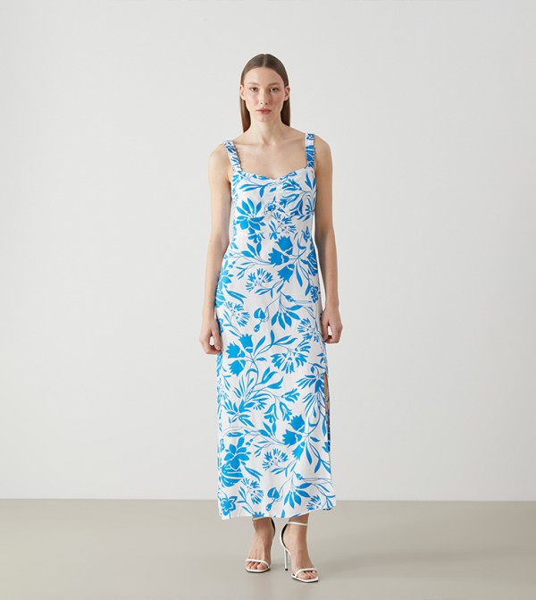 Floral Patterned Strappy Maxi Dress