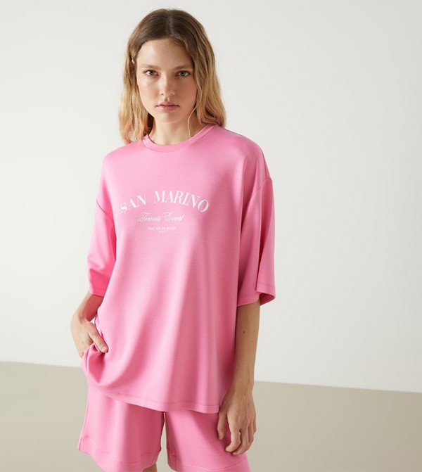 Printed Short Sleeves Oversized T-Shirt