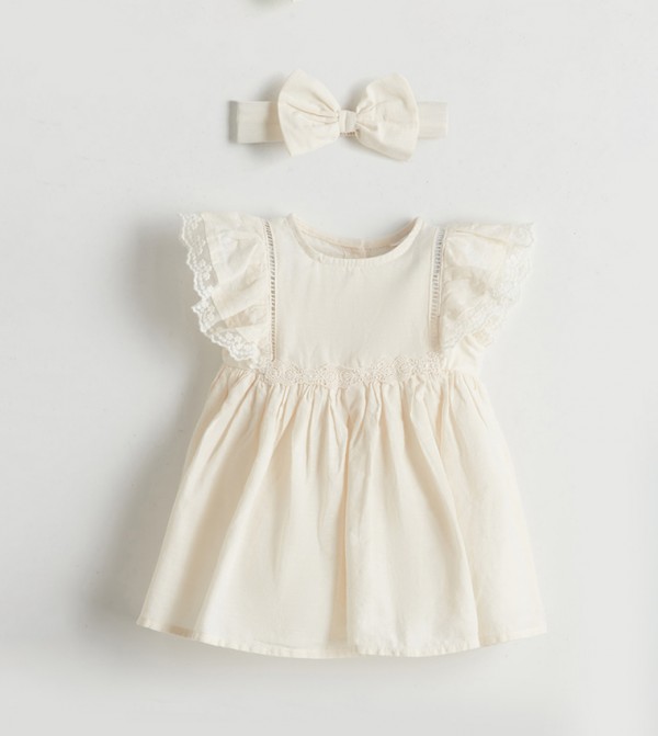 2-Piece Lace Trim Woven Dress Set