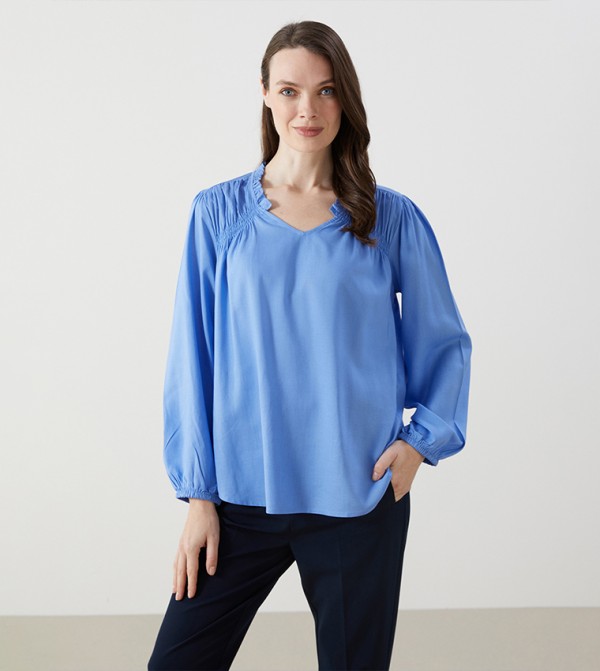 Ruched Detail Long Sleeves Top