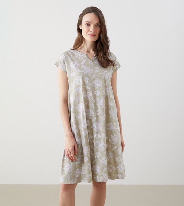Floral Print Short Sleeves Mini Dress