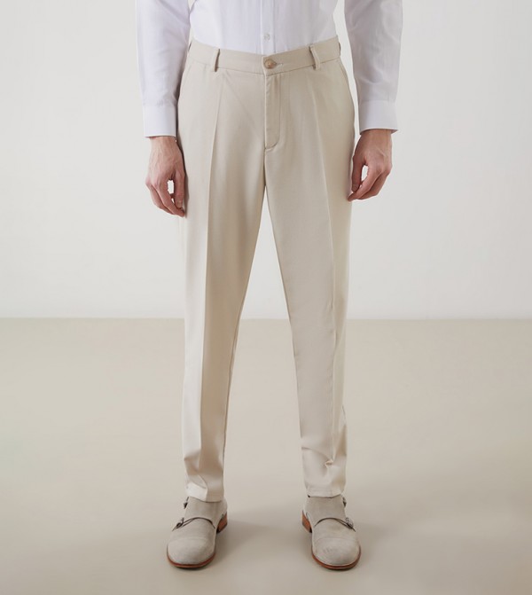 Solid Mid Rise Slim Fit Trousers
