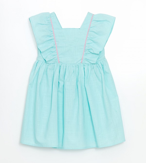 Ruffle Detail Square Neck Dress