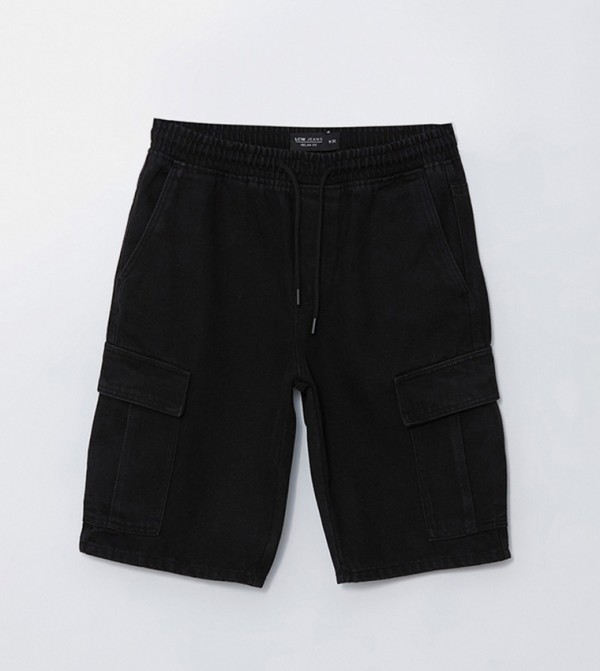 Faded Woven Denim Shorts