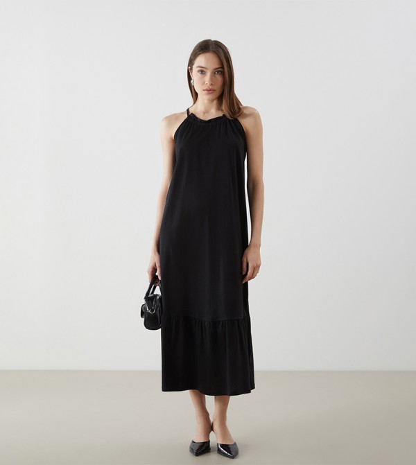 Solid Sleeveless Midi Dress