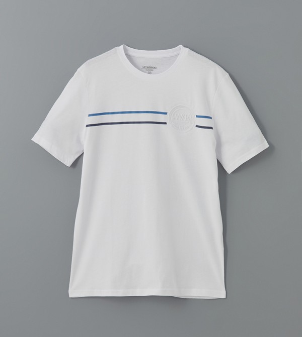 Printed Crew Neck Combed Cotton T-Shirt