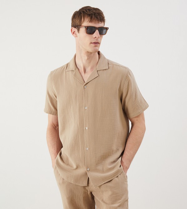 Textured Revere Collar Shirt