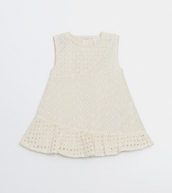 Embroidered Sleeveless Flared Dress