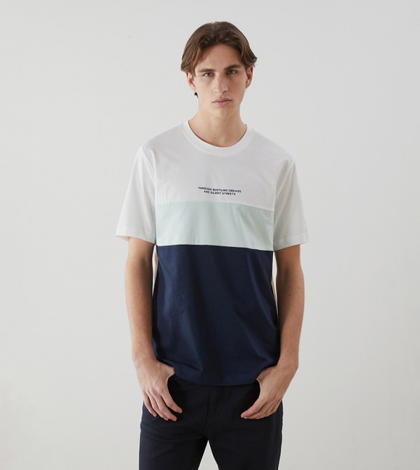 Color Block Crew Neck Jersey T-Shirt