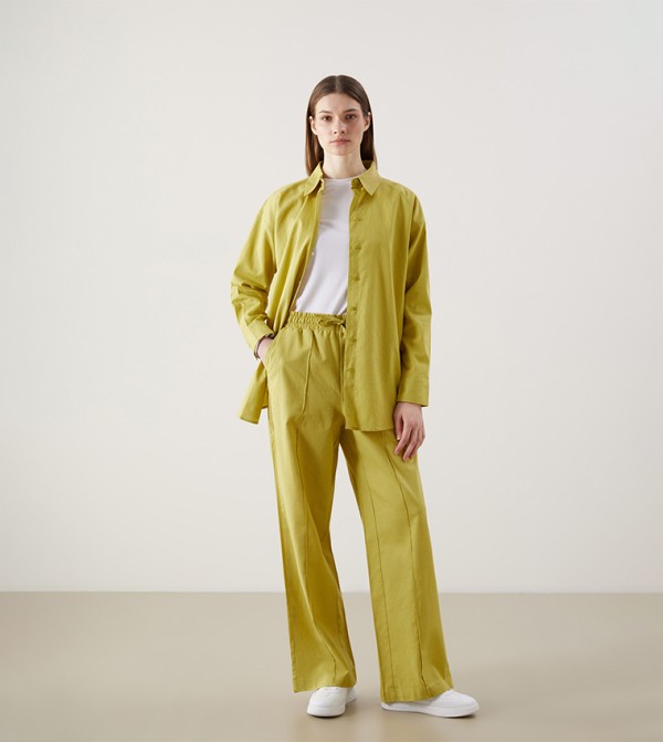 Solid Drawstring Waist Trousers