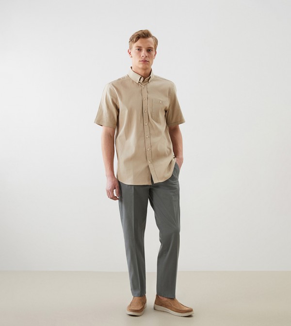 Pleat Detail Standard Fit Chino Trousers