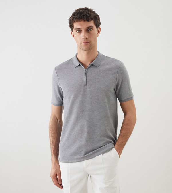 Textured Short Sleeves Polo T-Shirt