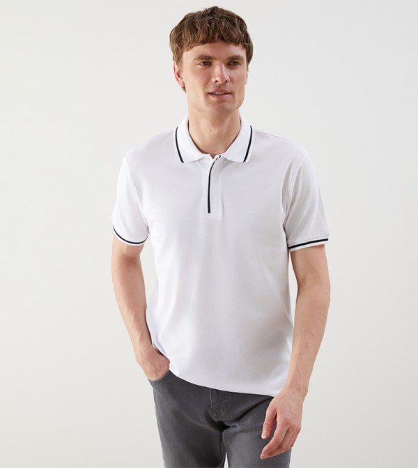 Contrast Trim Short Sleeves Polo T-Shirt