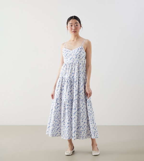 Floral Printed Tiered Midi Dress