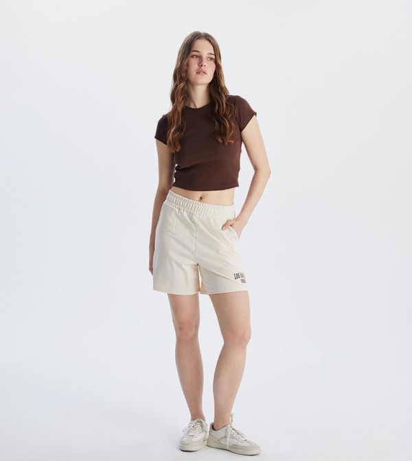 Los Angeles Printed Elastic Waist Shorts