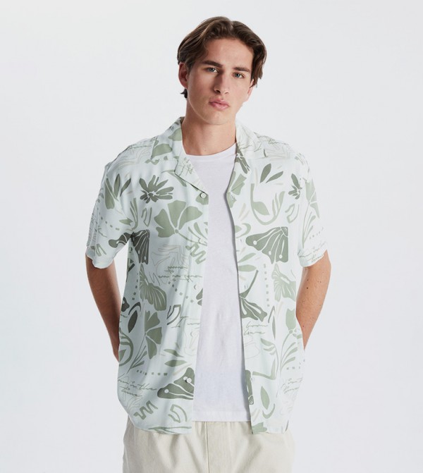 Printed Short Sleeves Viscose Shirt