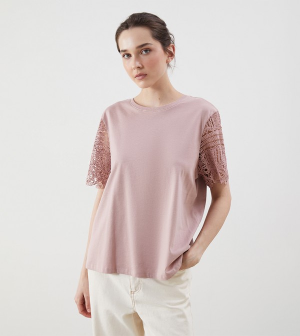 Lace Detail Short Sleeves T-Shirt