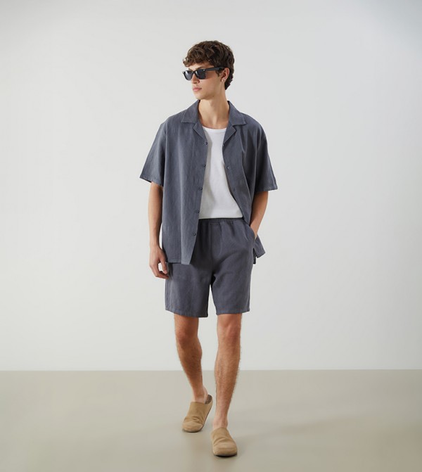 Textured Standard Fit Dobby Shorts