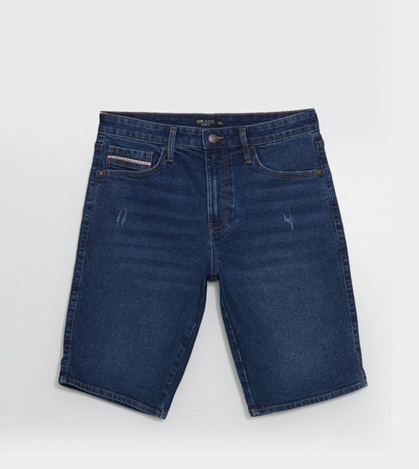 Ripped Woven Denim Shorts
