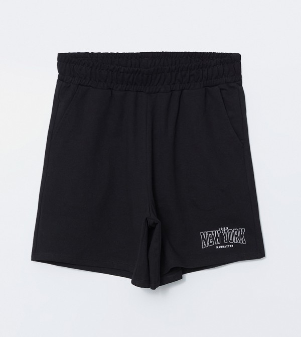 Printed Elastic Waist Shorts