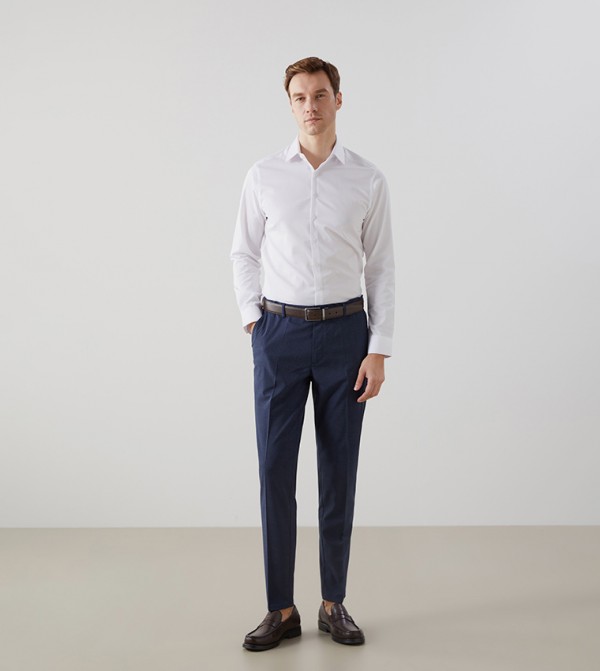 Solid Slim Fit Formal Trousers