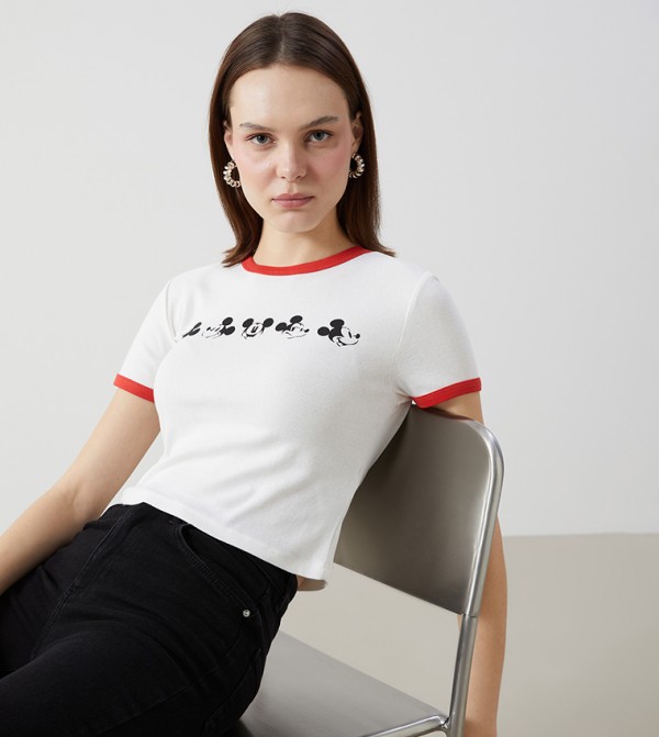 Mickey Mouse Printed Crew Neck T-Shirt