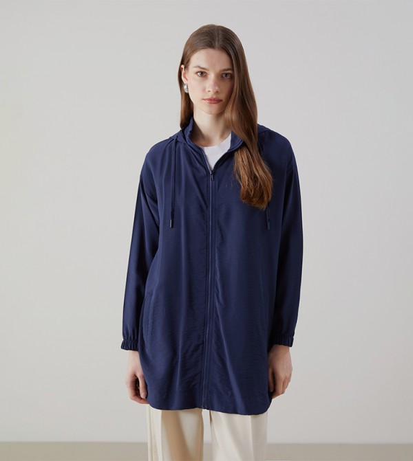 Textured Hooded Oversized Tunic