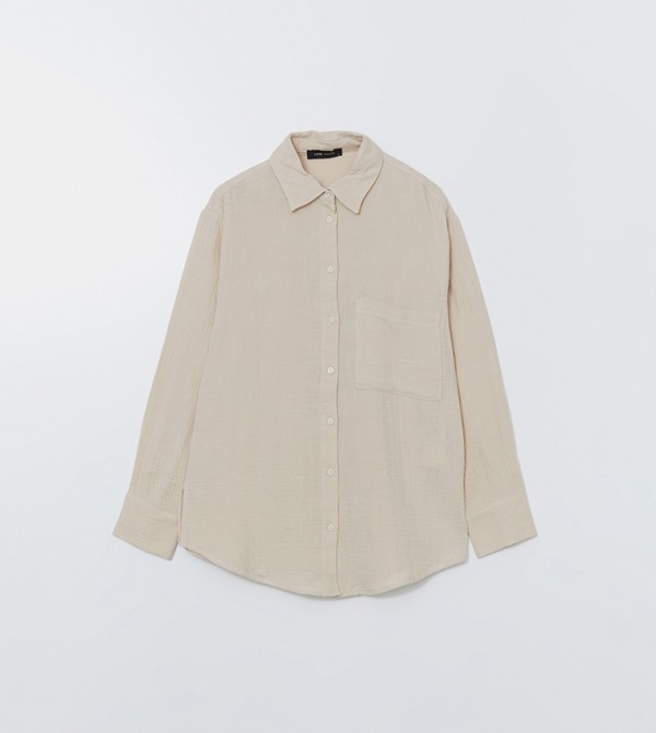 Textured Loose Fit Muslin Pocket Shirt