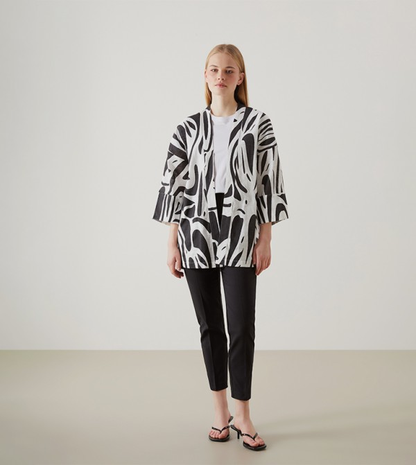 Patterned 3/4 Sleeves Oversized Kimono