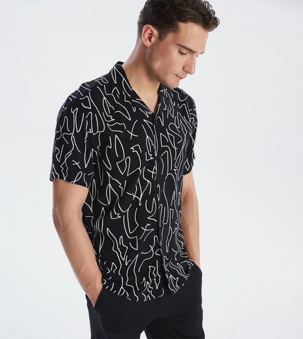 Patterned Revere Collar Shirt