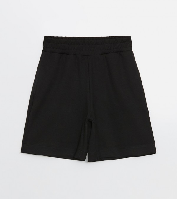 Solid Elastic Waist Shorts