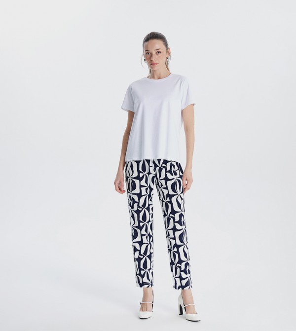 Patterned High Waist Trousers