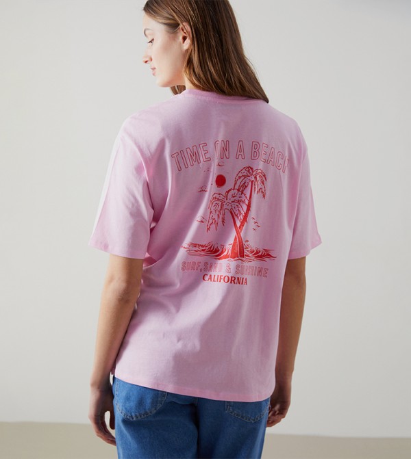 California Printed Crew Neck Combed Cotton T-Shirt