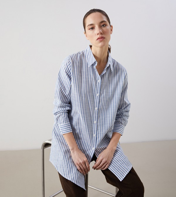 Striped Long Sleeves Tunic Shirt