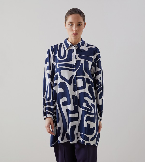 Patterned Long Sleeves Shirt Tunic