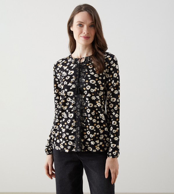 Floral Print Long Sleeves Top