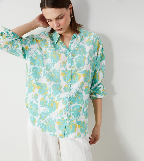 Floral Patterned Long Sleeves Shirt