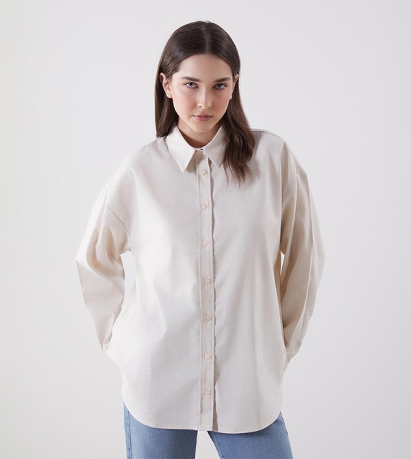 Linen-Look Oversized Shirt