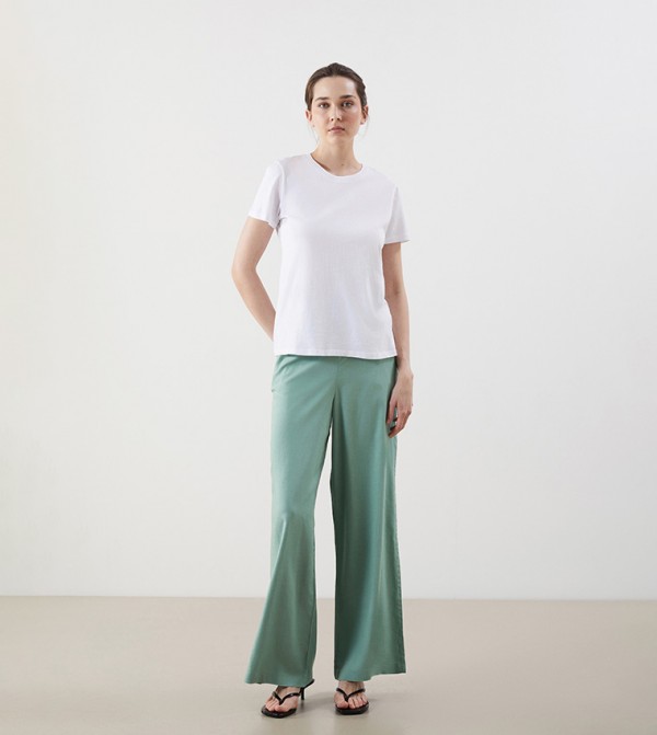 Elastic Waist Wide Leg Pants