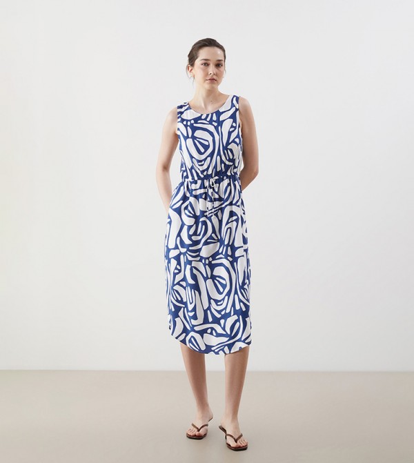 Patterned Sleeveless Midi Dress