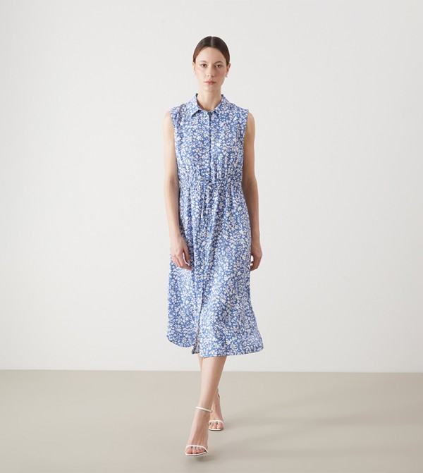 Patterned Sleeveless Midi Dress