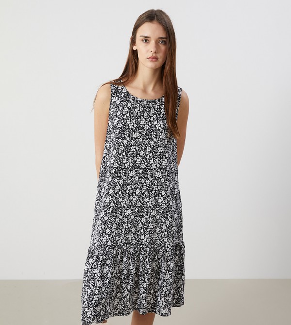 Floral Sleeveless Woven Tiered Dress