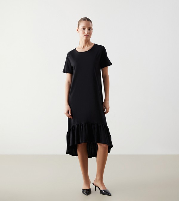 Crew Neck High-Low Tiered Dress
