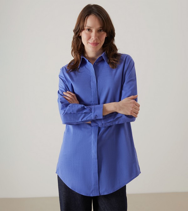 Concealed Placket Long Sleeves Shirt